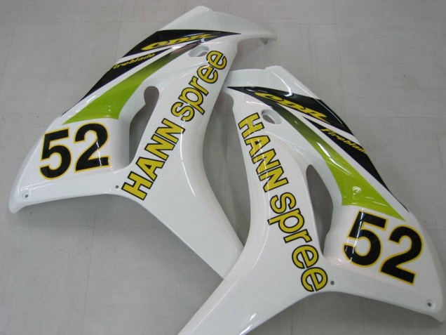 Carenagens Moto Honda CBR1000RR 2006-2007 - Branco Verde Preto Brilhante Hannspree 52
