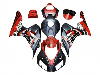 Carenagens Moto Honda CBR1000RR 2006-2007 - Vermelho Preto Fosco Monstro Tubarão