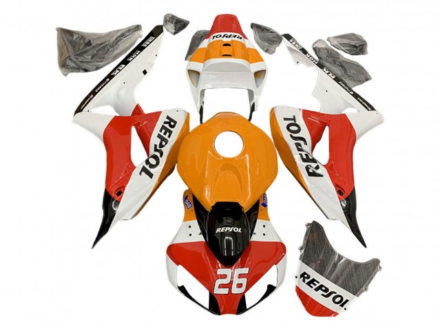 Carenagens Moto Honda CBR1000RR 2006-2007 - Laranja Branco Vermelho Preto Glossy Repsol 26