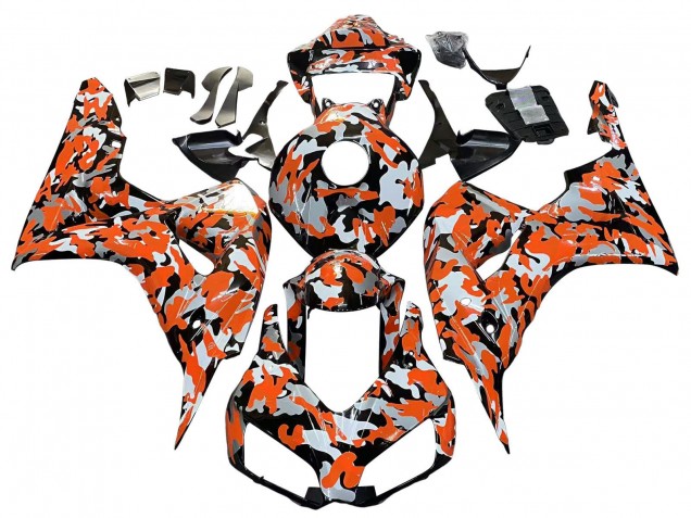 Carenagens Moto Honda CBR1000RR 2006-2007 - Preto Laranja Prata Camouflage