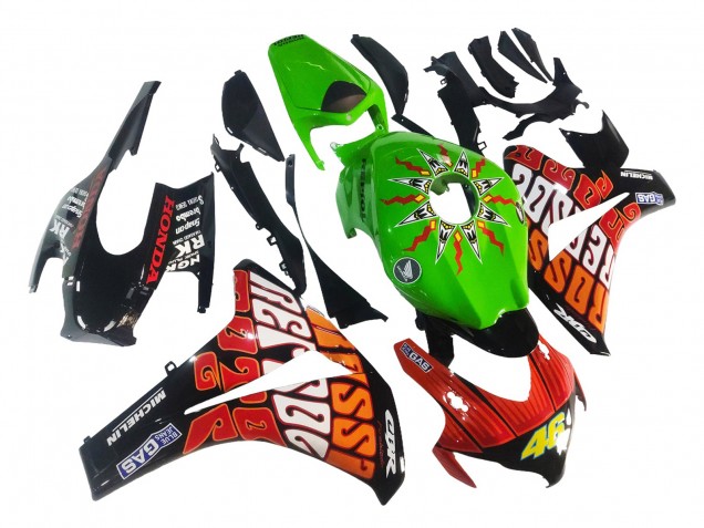 Carenagens Moto Honda CBR1000RR 2008-2011 - Verde Laranja Preto Brilhante Rossi Michelin 46