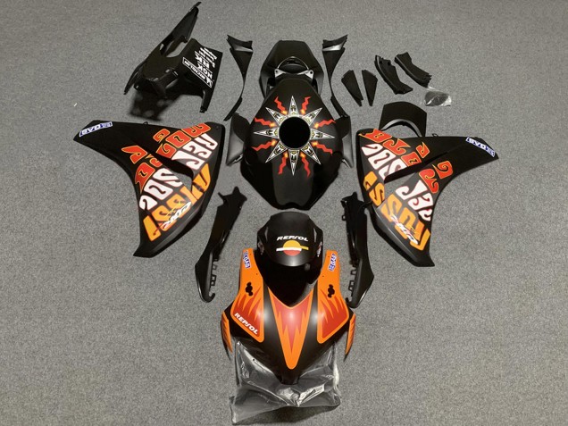 Carenagens Moto Honda CBR1000RR 2008-2011 - Preto Fosco Laranja Repsol Rossi