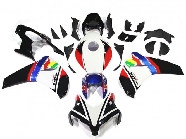 Carenagens Moto Honda CBR1000RR 2008-2011 - Branco Vermelho Azul Preto Brilhante Estrela