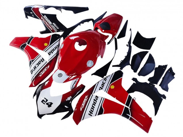 Carenagens Moto Honda CBR1000RR 2008-2011 - Branco Vermelho Preto Brilhante Corrida 24