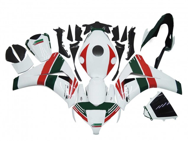 Carenagens Moto Honda CBR1000RR 2008-2011 - Branco Vermelho Verde Escuro