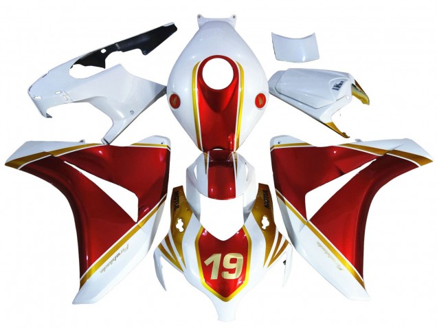 Carenagens Moto Honda CBR1000RR 2008-2011 - Branco Vermelho Ouro 19