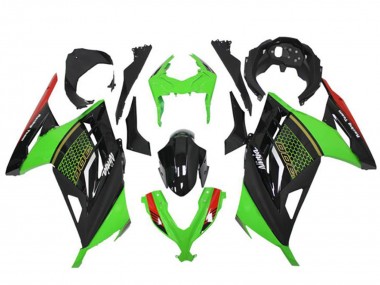 Carenagens Moto Kawasaki Ninja 300 EX300R 2013-2024 - Verde Vermelho Preto Honeycomb