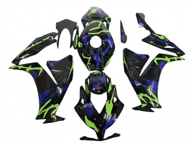 Carenagens Moto Honda CBR1000RR 2012-2016 - Verde Azul Preto Brilhante