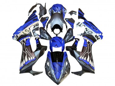 Carenagens Moto Honda CBR1000RR 2017-2023 - Azul Cinzento Preto Brilhante Monstro