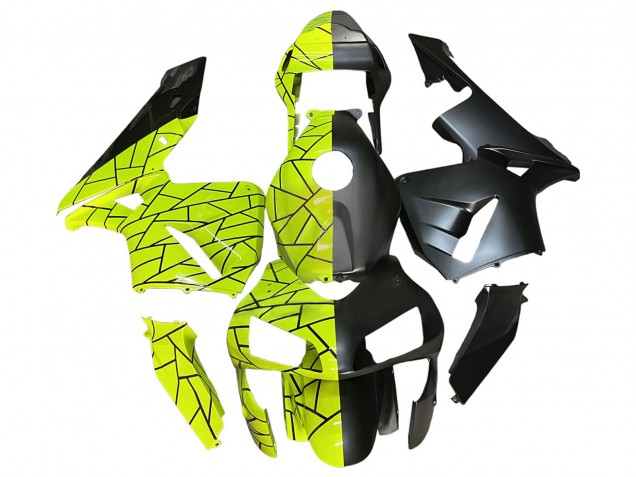 Carenagens Moto Honda CBR600RR 2003-2004 - Verde Fluorescente Preto Fosco