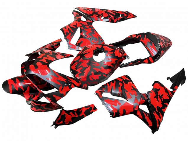 Carenagens Moto Honda CBR600RR 2003-2004 - Preto Vermelho Cinzento Camouflage