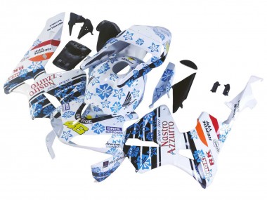 Carenagens Moto Honda CBR600RR 2003-2004 - Branco Azul Vermelho Nastro Azzurro 46