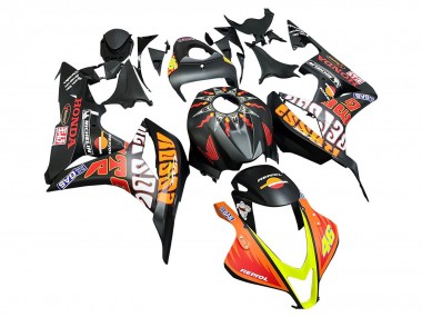 Carenagens Moto Honda CBR600RR 2007-2008 - Preto Fosco Laranja Vermelho Rossi Repsol 46