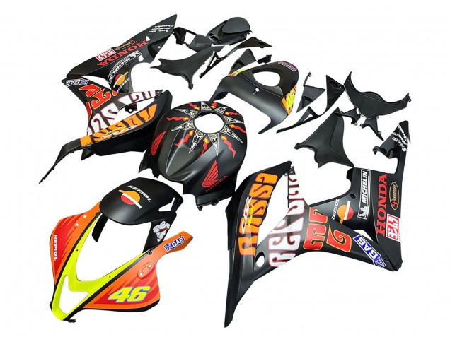 Carenagens Moto Honda CBR600RR 2007-2008 - Preto Fosco Laranja Vermelho Rossi Repsol 46