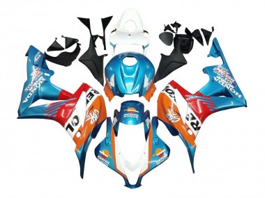 Carenagens Moto Honda CBR600RR 2007-2008 - Laranja Branco Vermelho Azul Repsol