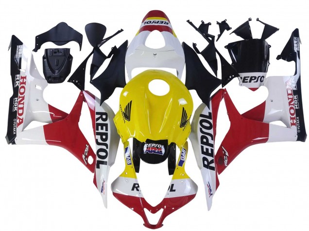 Carenagens Moto Honda CBR600RR 2007-2008 - Branco Amarelo Vermelho Repsol HRC