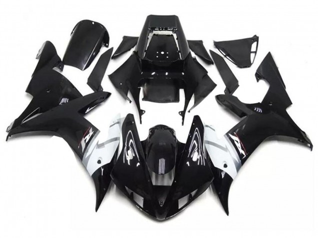 Carenagens Moto Yamaha YZF R1 2002-2003 - Preto Brilhante Branco Prata