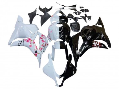 Carenagens Moto Honda CBR600RR 2009-2012 - Branco Cherry Blossom Preto Brilhante