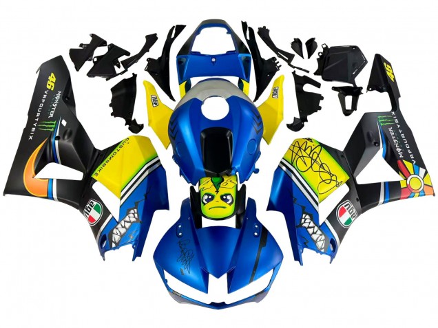 Carenagens Moto Honda CBR600RR 2013-2023 - Azul Amarelo Preto Fosco Verde Monstro Tubarão