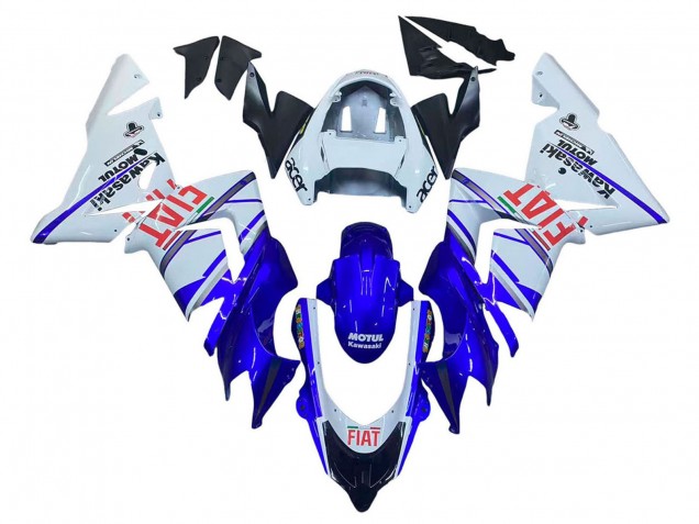 Carenagens Moto Kawasaki ZX10R 2004-2005 - Azul Brilhante Branco Fiat Motul