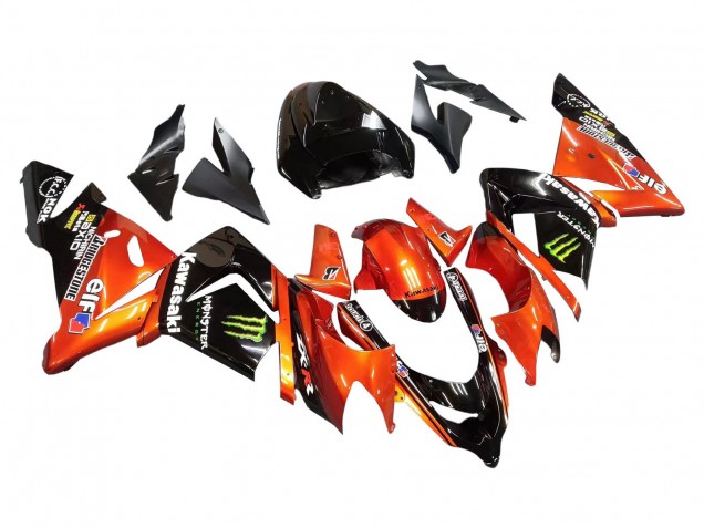 Carenagens Moto Kawasaki ZX10R 2004-2005 - Burnt Laranja Preto Monstro Elf