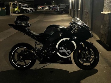 Carenagens Moto Kawasaki ZX10R 2006-2007 - Preto Brilhante Branco Circle