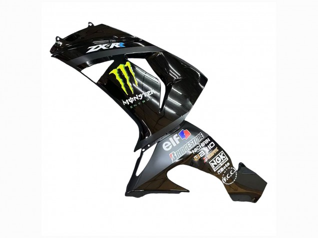 Carenagens Moto Kawasaki ZX10R 2006-2007 - Cinzento Amarelo Preto Brilhante Monstro Elf