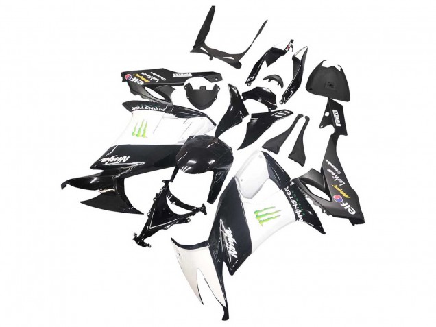 Carenagens Moto Kawasaki ZX10R 2008-2010 - Preto Brilhante Branco Verde Monstro Elf
