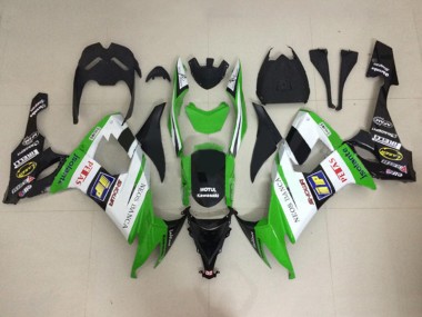 Carenagens Moto Kawasaki ZX10R 2008-2010 - Branco Verde Preto Brilhante Motul Neos Banca Petas