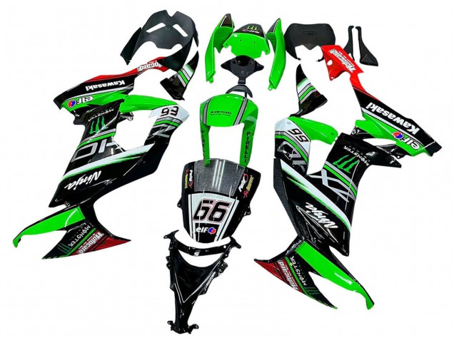 Carenagens Moto Kawasaki ZX10R 2008-2010 - Verde Branco Vermelho Preto Monstro Elf 66