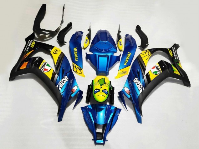 Carenagens Moto Kawasaki ZX10R 2008-2010 - Azul Amarelo Preto Tubarão