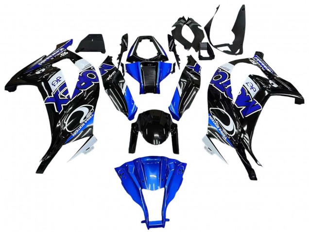 Carenagens Moto Kawasaki ZX10R 2011-2015 - Azul Branco Preto Brilhante