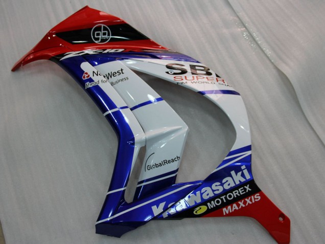 Carenagens Moto Kawasaki ZX10R 2011-2015 - Branco Azul Vermelho Preto SBK Maxxis