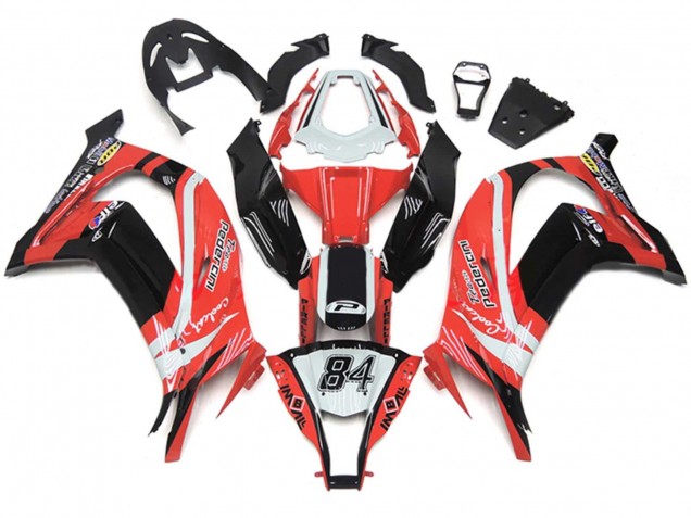 Carenagens Moto Kawasaki ZX10R 2011-2015 - Branco Vermelho Preto Brilhante Pedercini 84