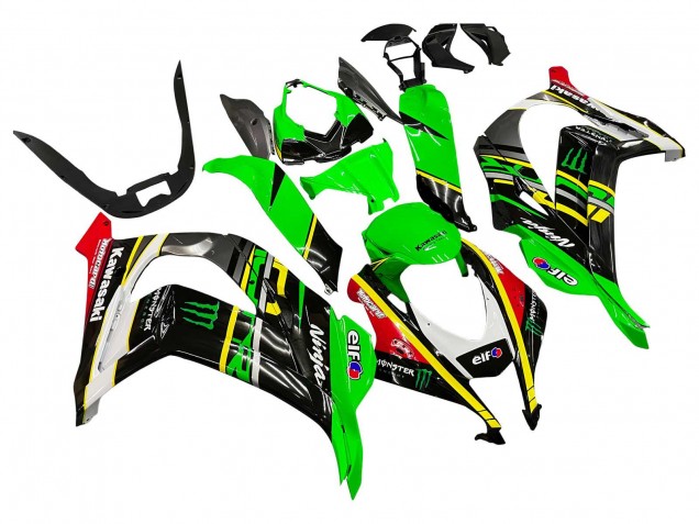 Carenagens Moto Kawasaki ZX10R 2016-2020 - Verde Amarelo Vermelho Preto Elf Monstro