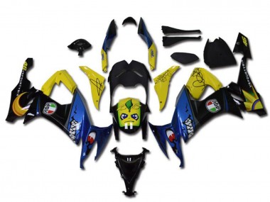Carenagens Moto Kawasaki ZX10R 2008-2010 - Amarelo Preto Azul Tubarão