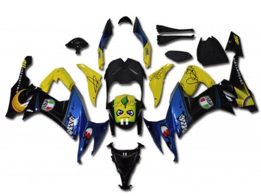 Carenagens Moto Kawasaki ZX10R 2008-2010 - Amarelo Preto Azul Tubarão