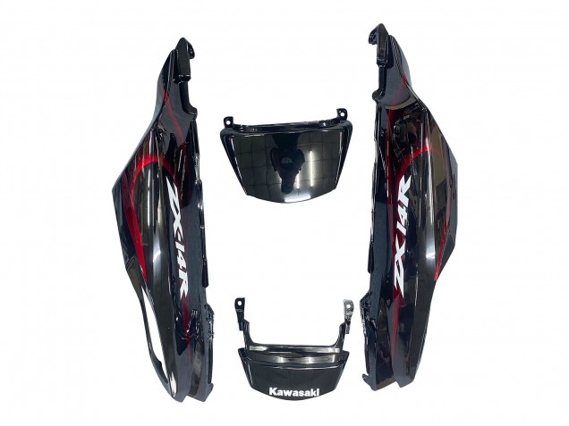 Kits Carenagem Moto Kawasaki ZX14R ZZR1400 2006-2011 - Preto Brilhante Vermelho Chama