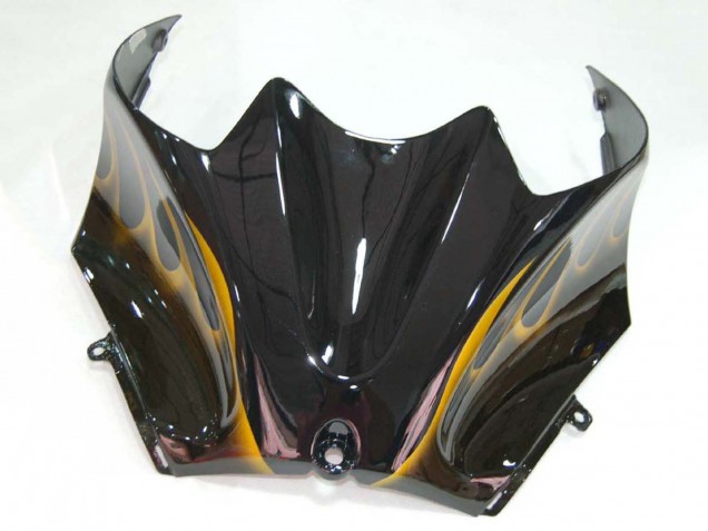 Carenagens Moto Kawasaki ZX14R ZZR1400 2006-2011 - Preto Brilhante Ouro Chama