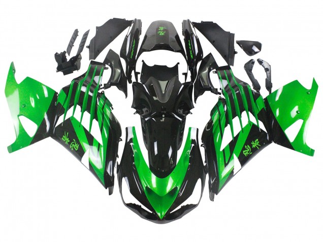 Kits Carenagem Moto Kawasaki ZX14R ZZR1400 2012-2024 - Verde Preto Brilhante