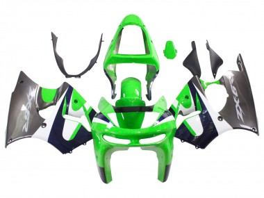 Carenagens Moto Kawasaki ZX6R 1998-1999 - Verde Branco Azul Escuro Prata