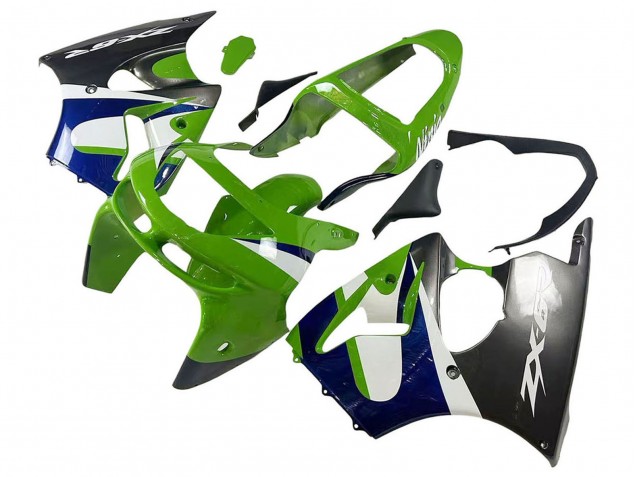 Carenagens Moto Kawasaki ZX6R 1998-1999 - Verde Branco Azul Prata Preto Brilhante