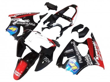 Carenagens Moto Kawasaki ZX6R 2000-2002 - Preto Brilhante Vermelho Azul Vermelho PlayStation 2