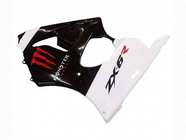 Carenagens Moto Kawasaki ZX6R 2000-2002 - Branco Preto Vermelho Monstro