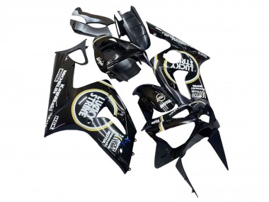 Carenagens Moto Kawasaki ZX6R 2003-2004 - Preto Brilhante Branco Motul Lucky Strike