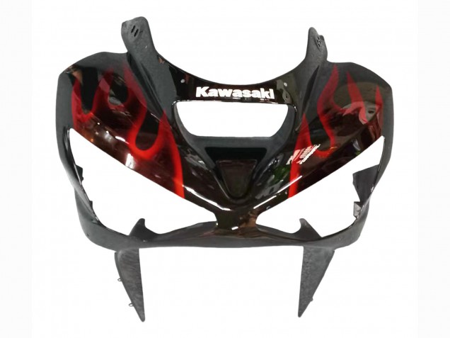 Carenagens Moto Kawasaki ZX6R 2003-2004 - Preto Brilhante Vermelho Chama