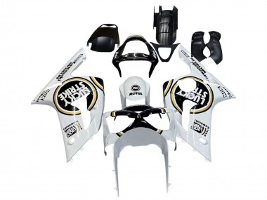 Carenagens Moto Kawasaki ZX6R 2003-2004 - Branco Preto Motul Lucky Strike