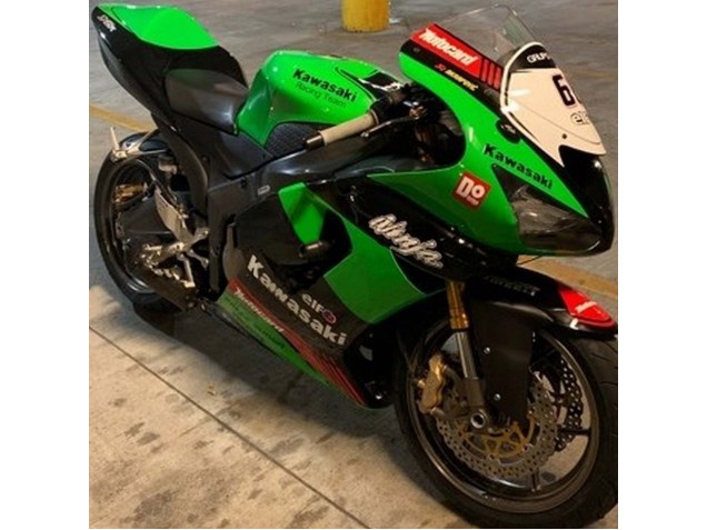 Carenagens Moto Kawasaki ZX6R 2005-2006 - Verde Vermelho Preto Elf 66