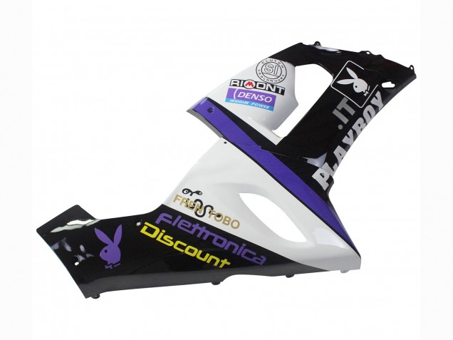 Carenagens Moto Kawasaki ZX6R 2005-2006 - Branco Roxo Preto Rizoma Playboy DENSO