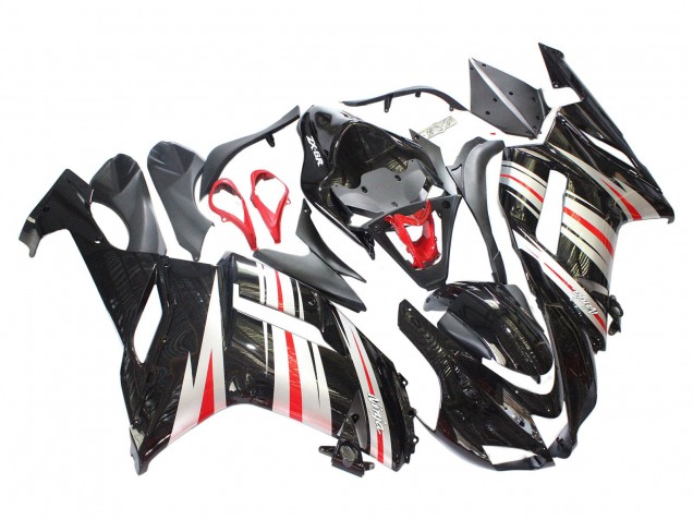 Carenagens Moto Kawasaki ZX6R 2007-2008 - Preto Prata Vermelho Ninja